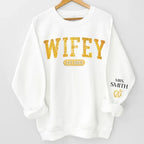 gifts for wife Wifey Est - Personalized Custom Unisex Sweatshirt With Design On Sleeve - Gift For Wife, Anniversary  65703-68