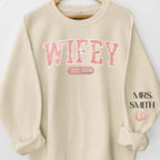 gifts for wife Wifey Est - Personalized Custom Unisex Sweatshirt With Design On Sleeve - Gift For Wife, Anniversary  65703-68