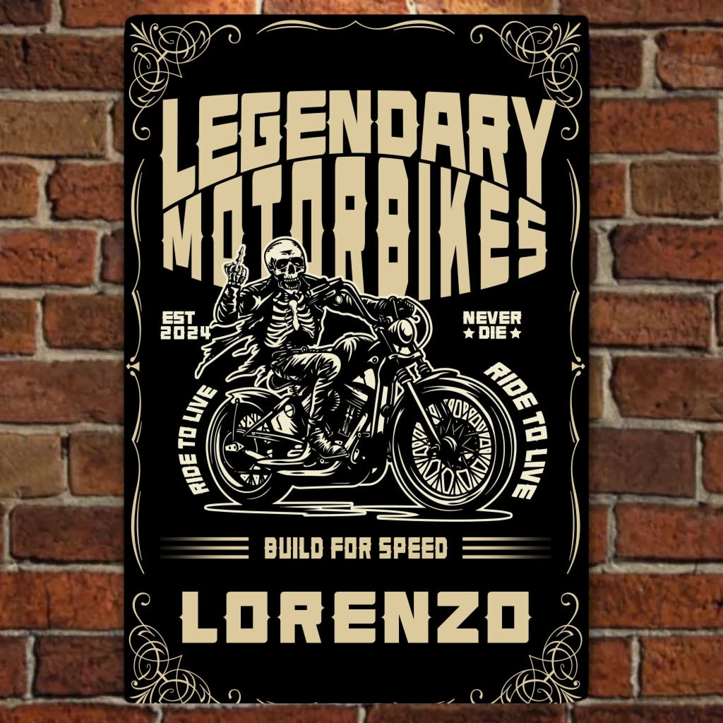 Wild Motorcycle Tour - Personalized Skeleton Knight Metal Sign - Gift For Skeleton Lovers 746588 - 746594 - DiyGiftly