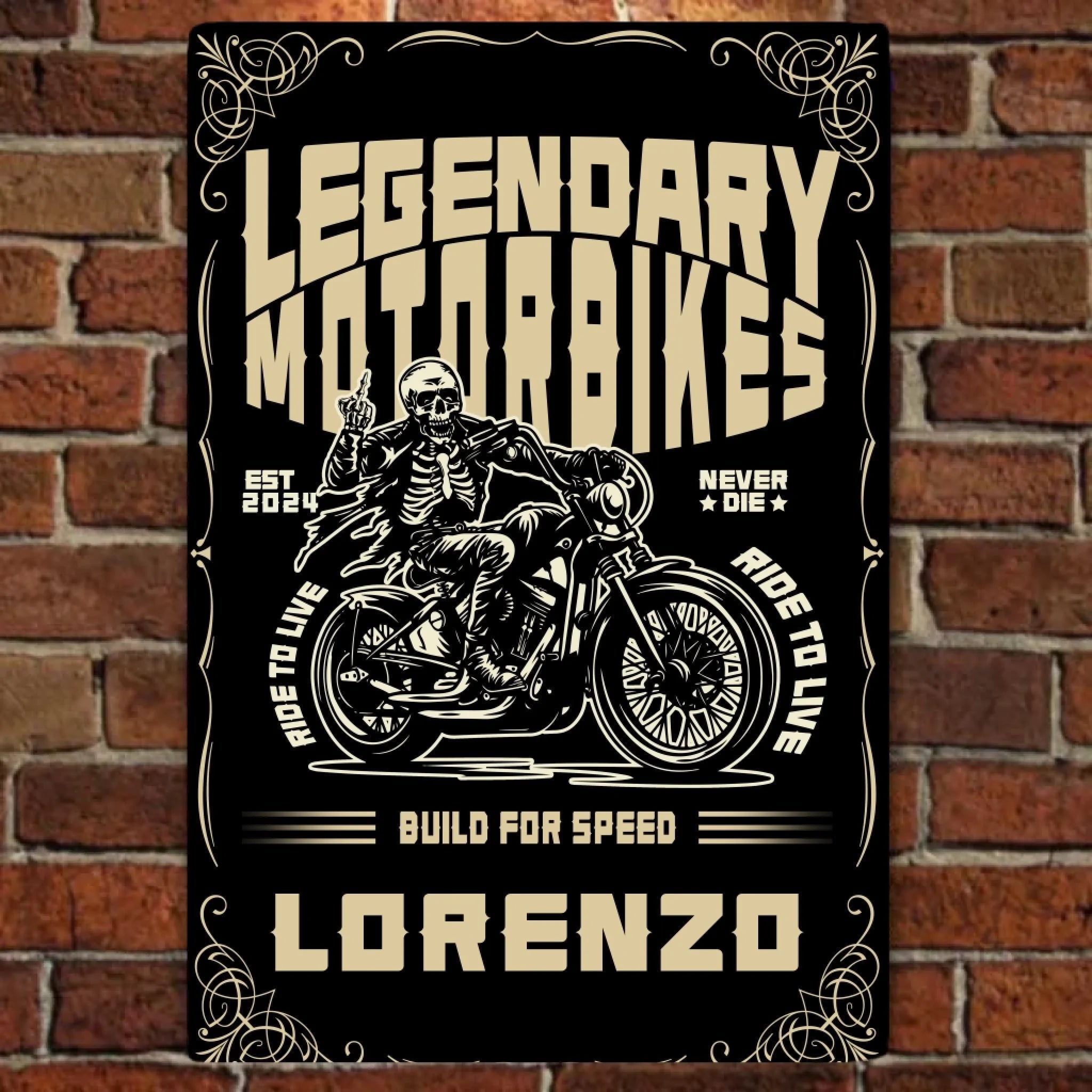 Wild Motorcycle Tour - Personalized Skeleton Knight Metal Sign - Gift For Skeleton Lovers 746588 - 746594 - DiyGiftly