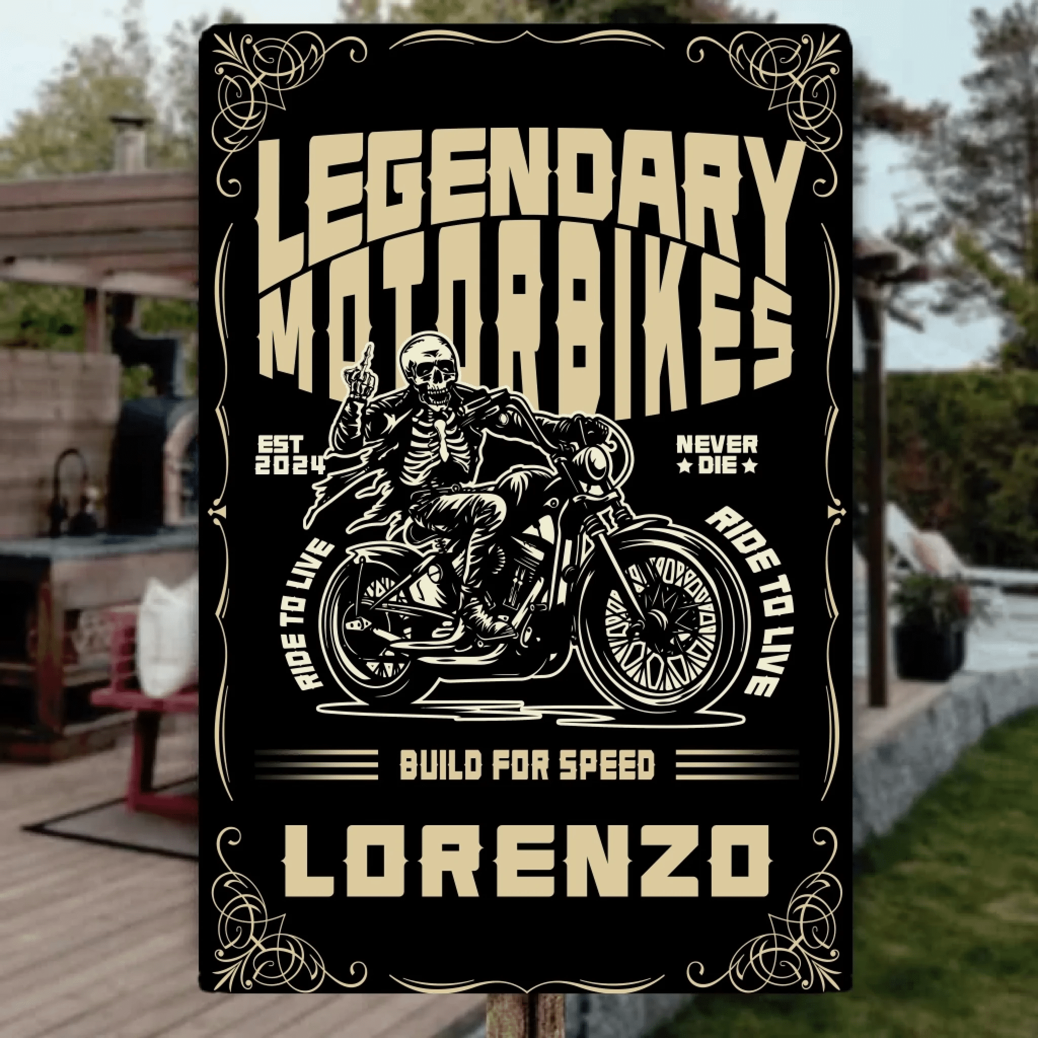 Wild Motorcycle Tour - Personalized Skeleton Knight Metal Sign - Gift For Skeleton Lovers 746588 - 746594 - DiyGiftly