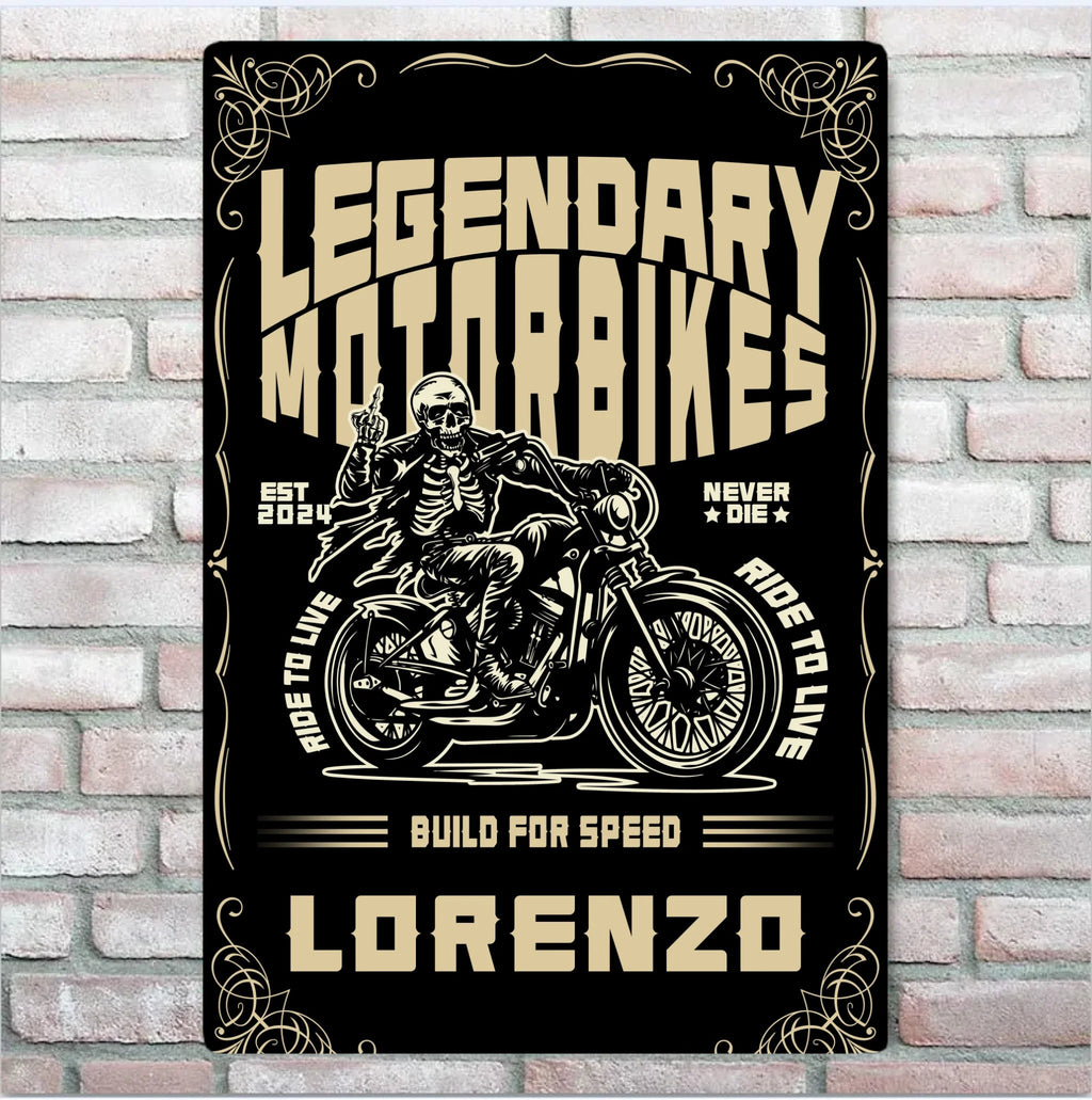 Wild Motorcycle Tour - Personalized Skeleton Knight Metal Sign - Gift For Skeleton Lovers 746588 - 746594 - DiyGiftly