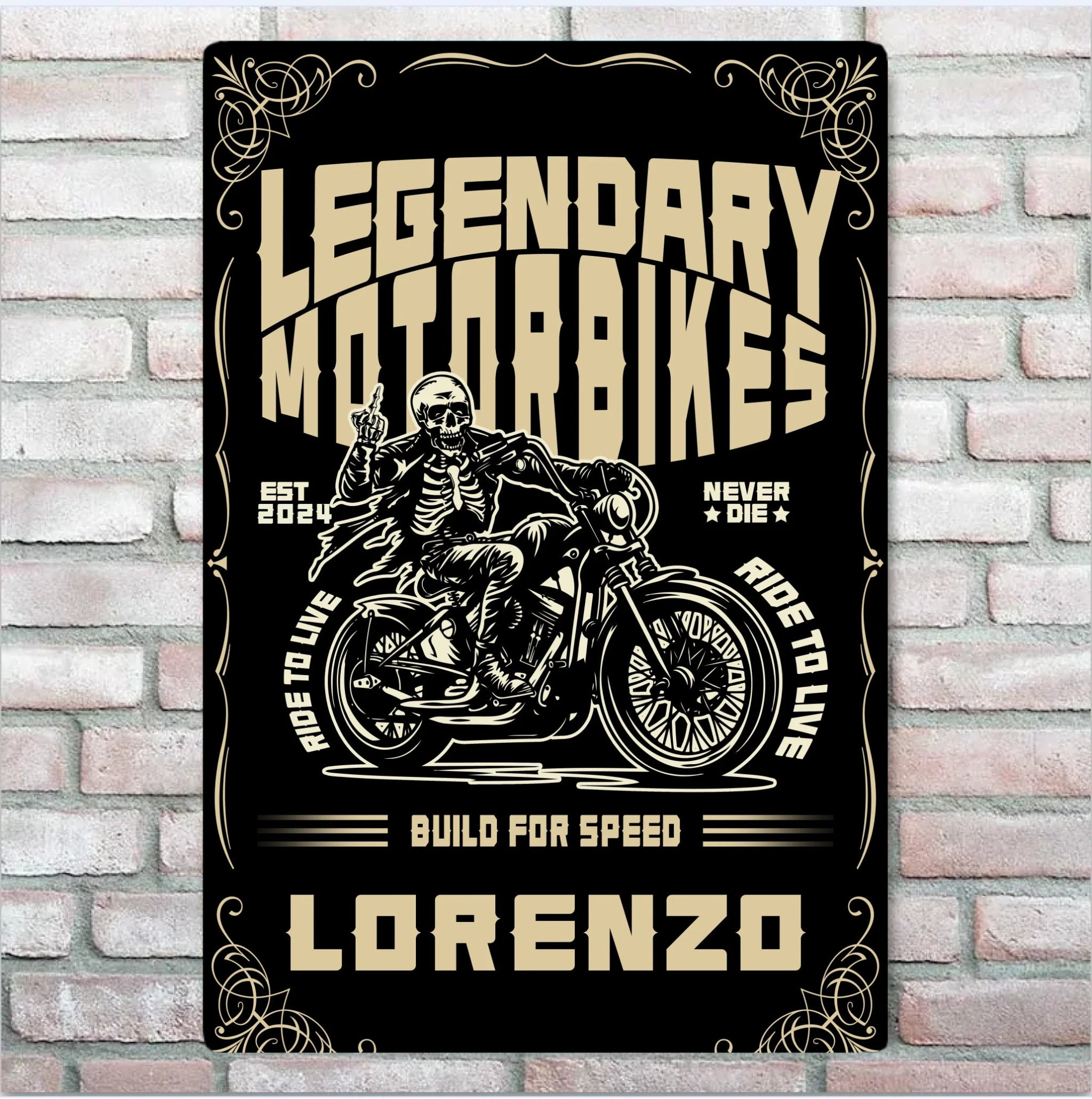 Wild Motorcycle Tour - Personalized Skeleton Knight Metal Sign - Gift For Skeleton Lovers 746588 - 746594 - DiyGiftly