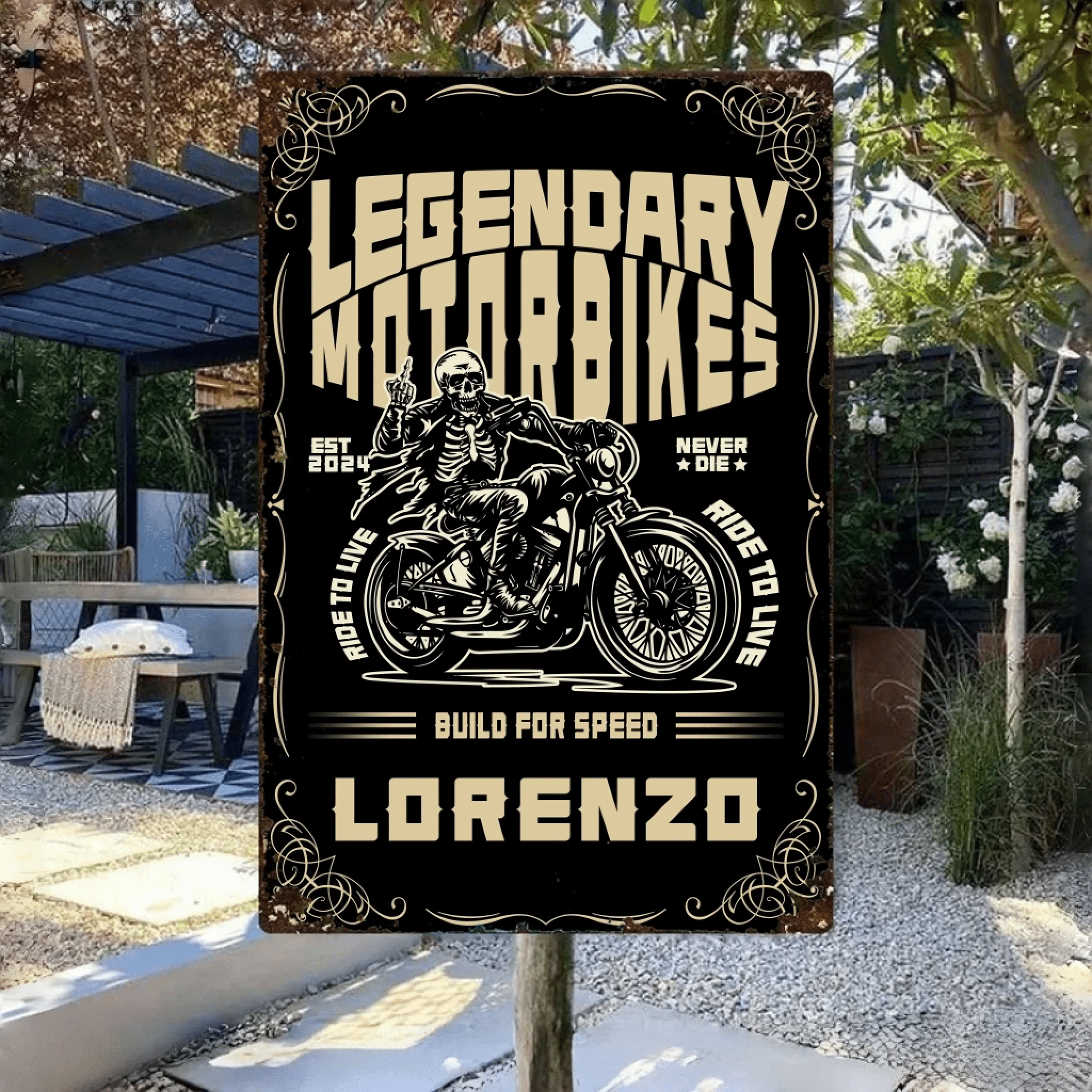 Wild Motorcycle Tour - Personalized Skeleton Knight Metal Sign - Gift For Skeleton Lovers 746588 - 746594 - DiyGiftly