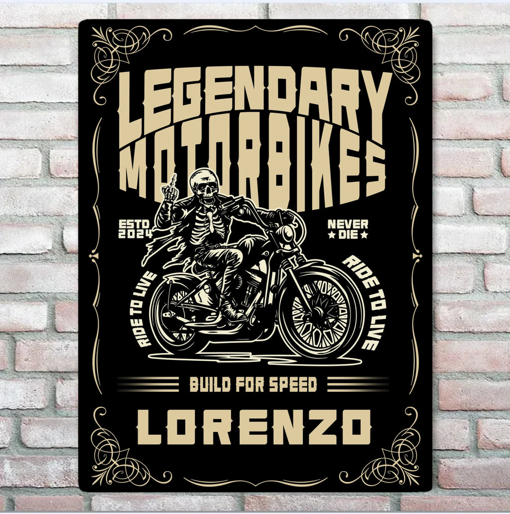 Wild Motorcycle Tour - Personalized Skeleton Knight Metal Sign - Gift For Skeleton Lovers 746588 - 746594 - DiyGiftly