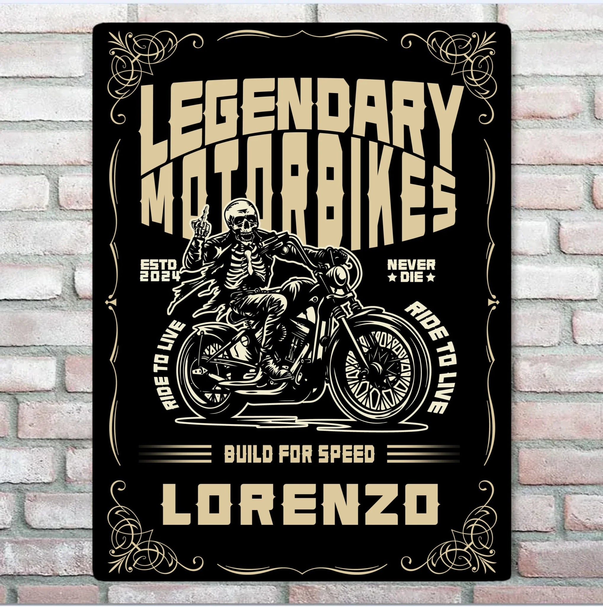Wild Motorcycle Tour - Personalized Skeleton Knight Metal Sign - Gift For Skeleton Lovers 746588 - 746594 - DiyGiftly