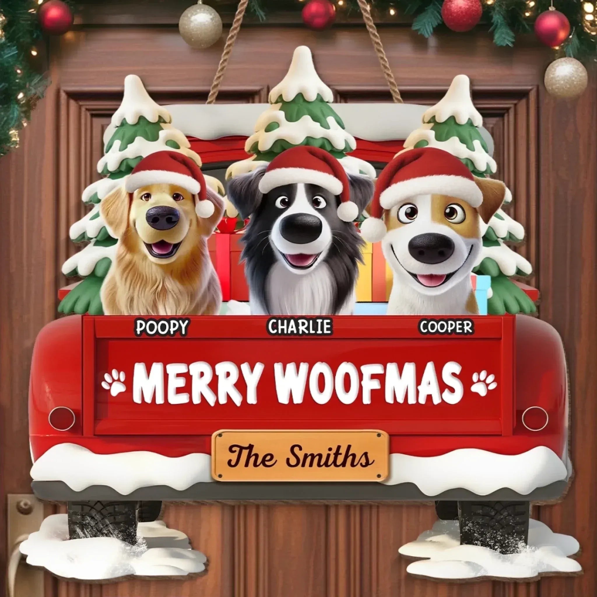 Wooden Custom Sign – Personalized Gift for Dog Moms/Dads – Funny “Merry Woofmas” Edition 1055474 - DiyGiftly