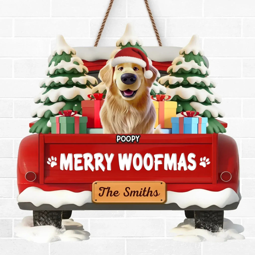 Wooden Custom Sign – Personalized Gift for Dog Moms/Dads – Funny “Merry Woofmas” Edition 1055474 - DiyGiftly