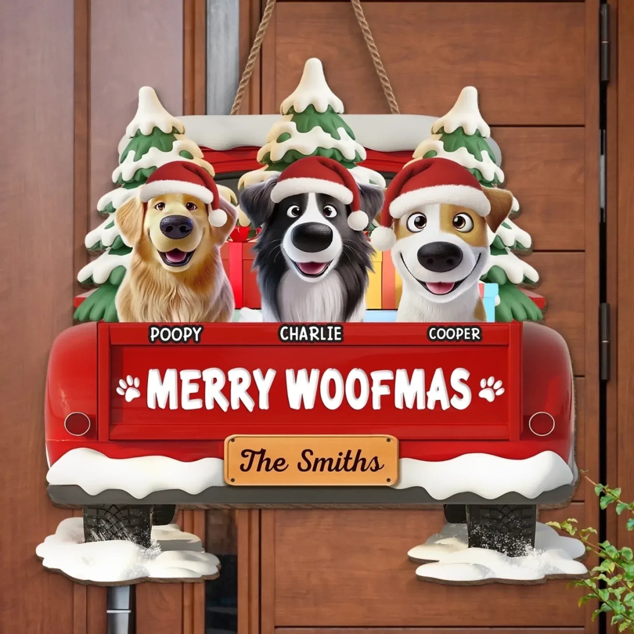 Wooden Custom Sign – Personalized Gift for Dog Moms/Dads – Funny “Merry Woofmas” Edition 1055474 - DiyGiftly