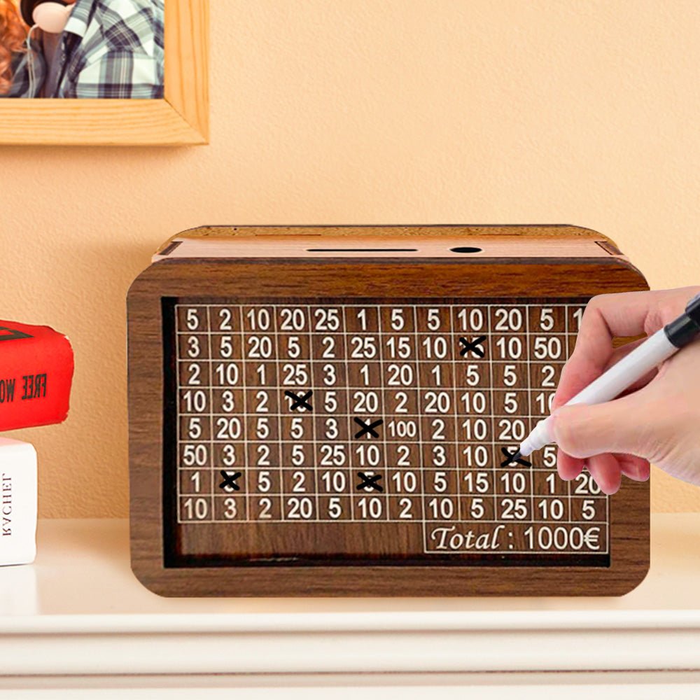 Wooden Money Box Reusable Money Box with Counter Piggy Bank for Adults Kids - DiyGiftly