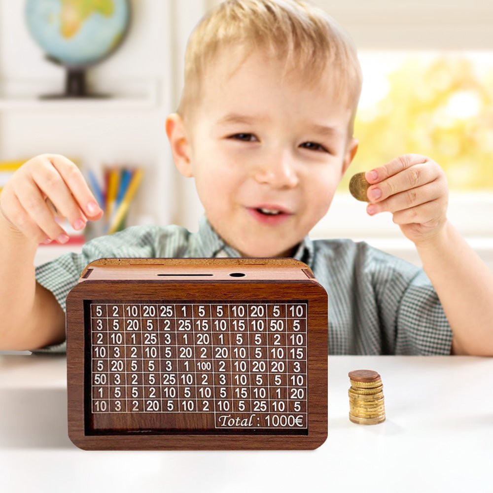 Wooden Money Box Reusable Money Box with Counter Piggy Bank for Adults Kids - DiyGiftly