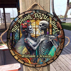 You And Me We Got This - Personalized Skull Round Wood Sign 749748 - DiyGiftly