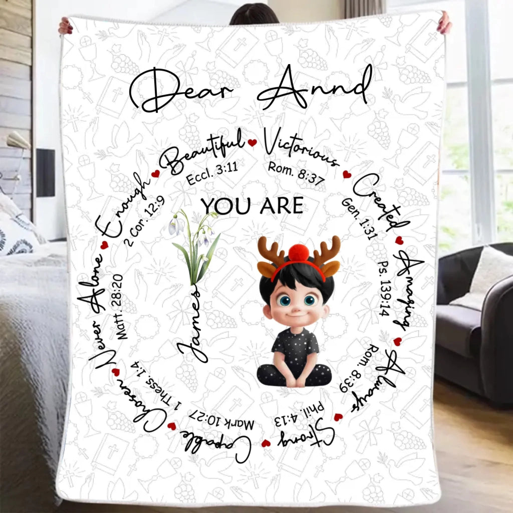 You Are Inspired – Birth Flower & Bible Verses - Personalized Blanket - DiyGiftly