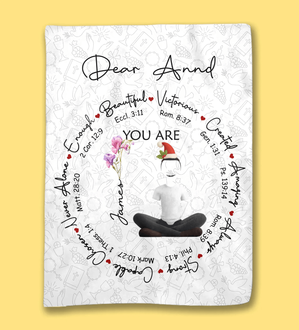 You Are Inspired – Birth Flower & Bible Verses - Personalized Blanket - DiyGiftly