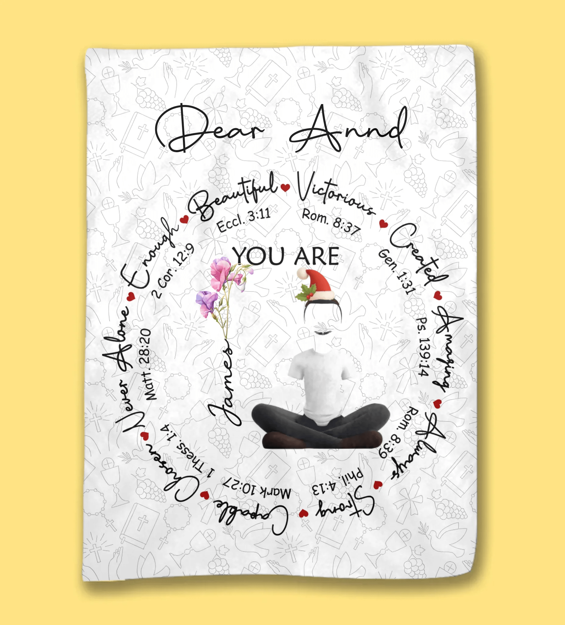 You Are Inspired – Birth Flower & Bible Verses - Personalized Blanket - DiyGiftly