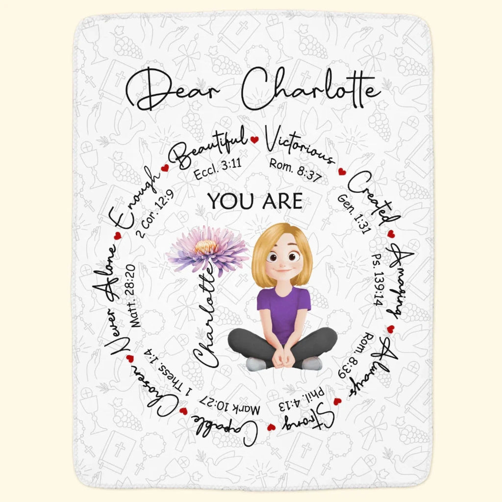 You Are Inspired – Birth Flower & Bible Verses - Personalized Blanket - DiyGiftly