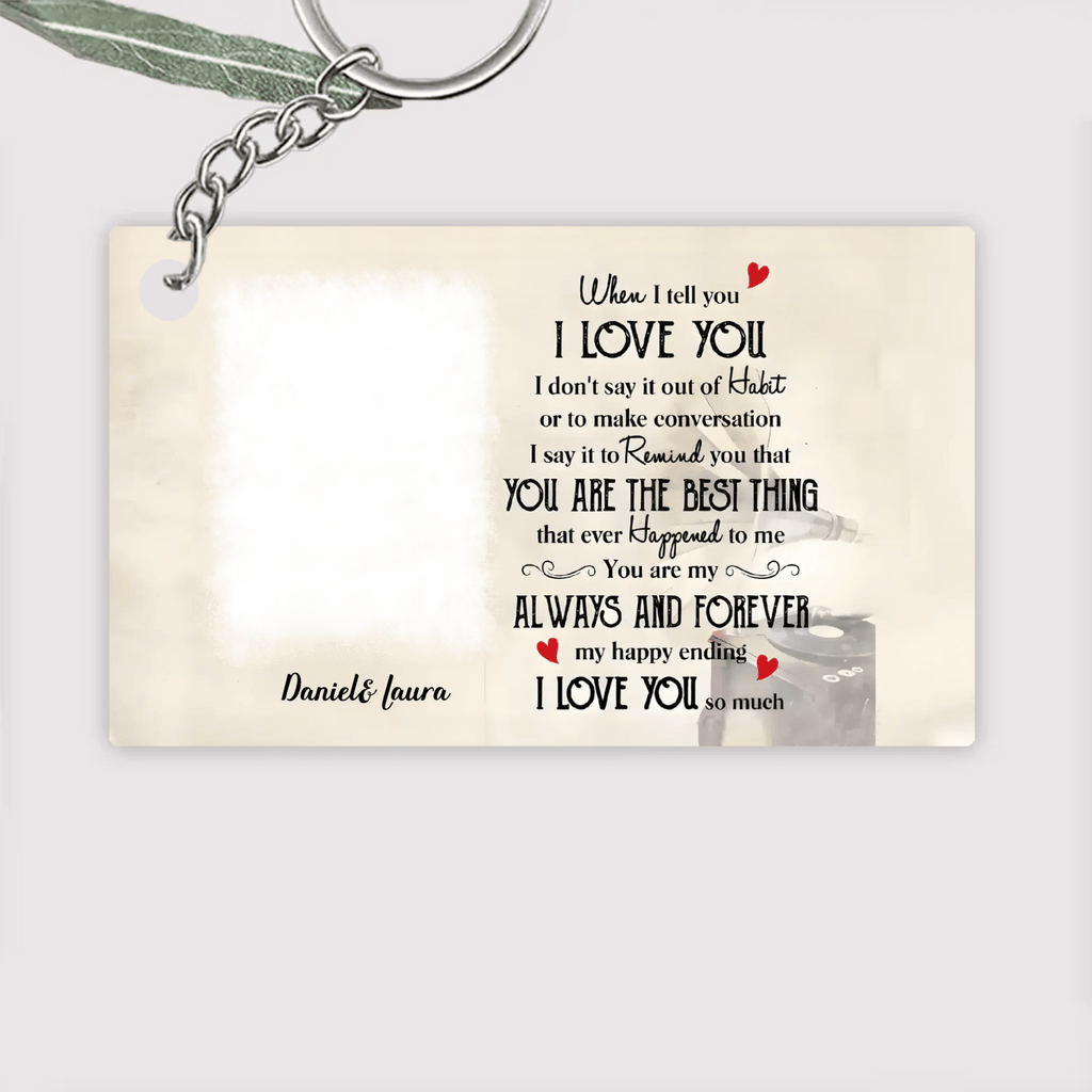 gifts for wife You Are My Happy Ending - Personalized Keychain, Custom Photo and Name Keepsake, Everyday Carry Love Token, Me