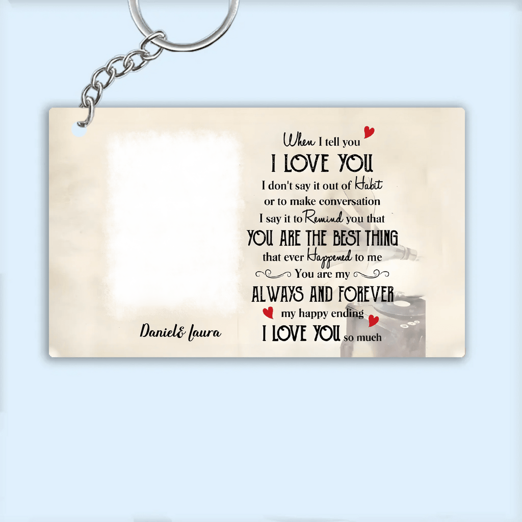 gifts for wife You Are My Happy Ending - Personalized Keychain, Custom Photo and Name Keepsake, Everyday Carry Love Token, Me
