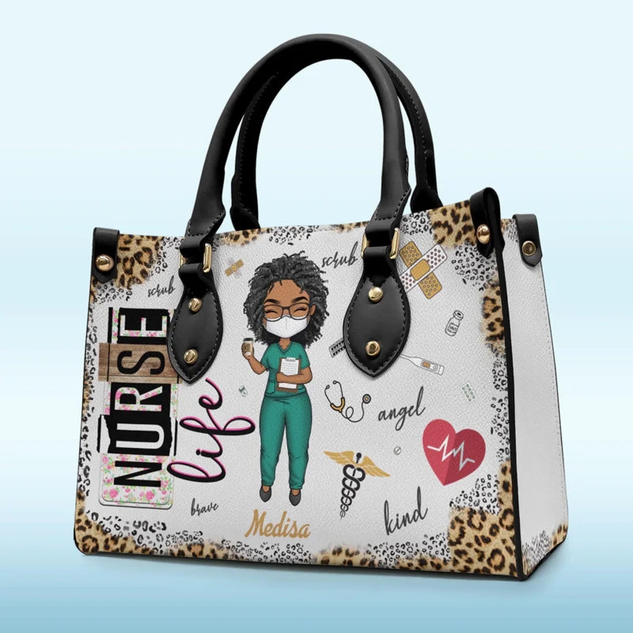 personalized nurse leather handbag elegant nurse accessory