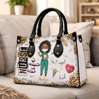 personalized nurse leather handbag for work and daily use