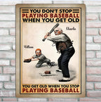 baseball theme metal sign with personalized names grandparents day gift