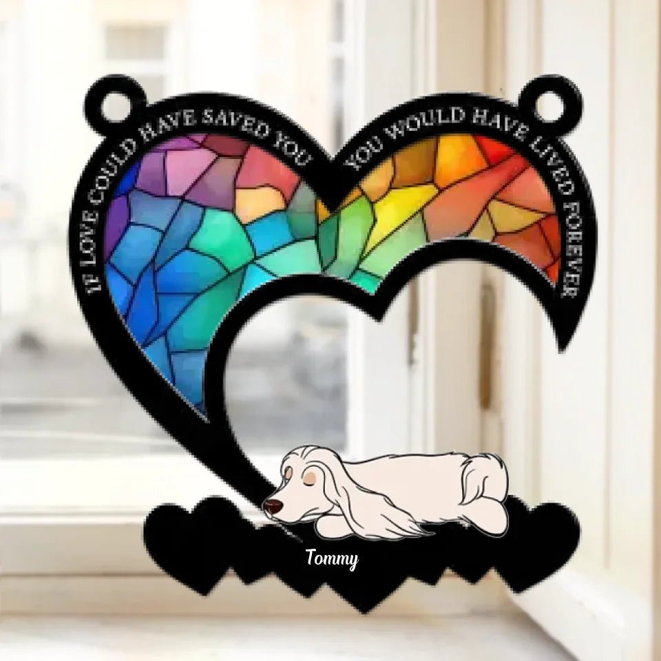 personalized design loss of dog gift suncatcher ornament window hanging keepsake close detail