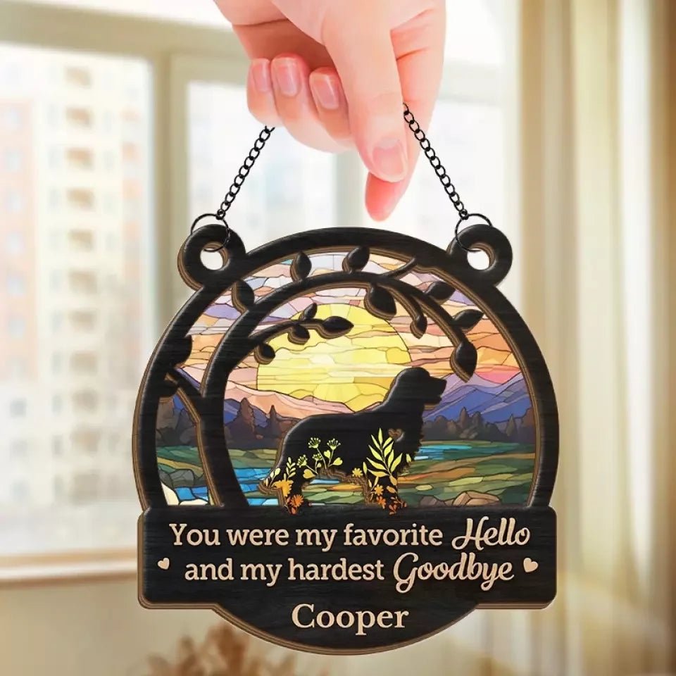 You Left Paw Prints On Our Hearts - Memorial Personalized Window Hanging Suncatcher Ornament - Sympathy Gift For Pet Owners, Pet Lovers 666850 - DiyGiftly