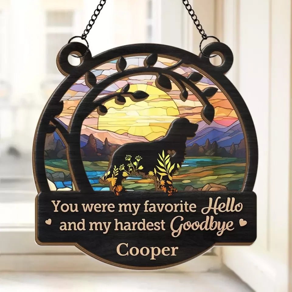 You Left Paw Prints On Our Hearts - Memorial Personalized Window Hanging Suncatcher Ornament - Sympathy Gift For Pet Owners, Pet Lovers 666850 - DiyGiftly