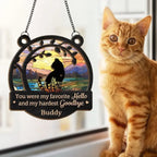 You Left Paw Prints On Our Hearts - Memorial Personalized Window Hanging Suncatcher Ornament - Sympathy Gift For Pet Owners, Pet Lovers 666850 - DiyGiftly
