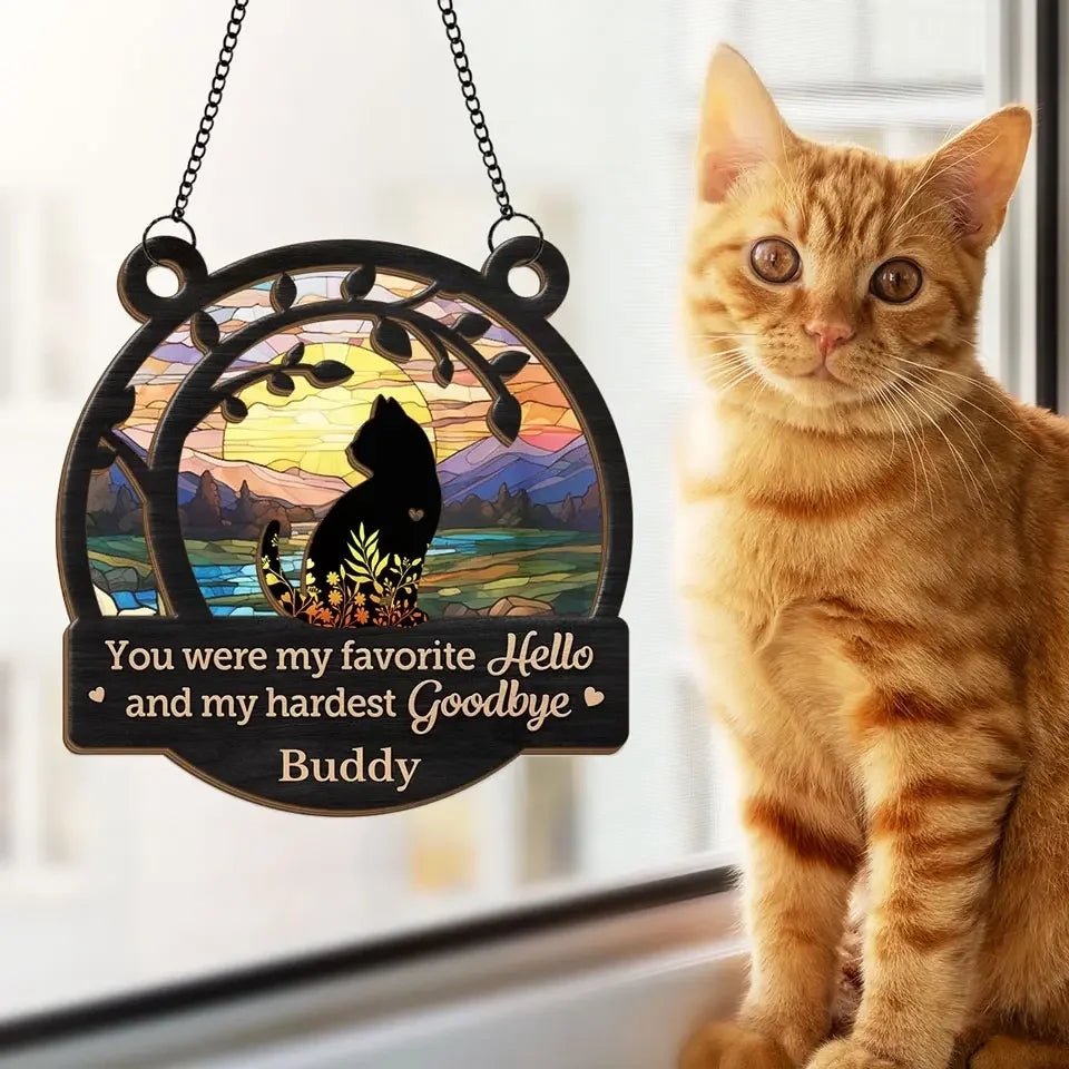 You Left Paw Prints On Our Hearts - Memorial Personalized Window Hanging Suncatcher Ornament - Sympathy Gift For Pet Owners, Pet Lovers 666850 - DiyGiftly