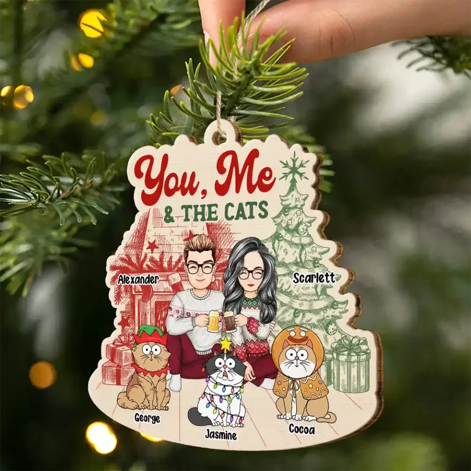 You, Me And The Dogs - Personalized Custom Shaped Wooden Ornament 721892 - DiyGiftly