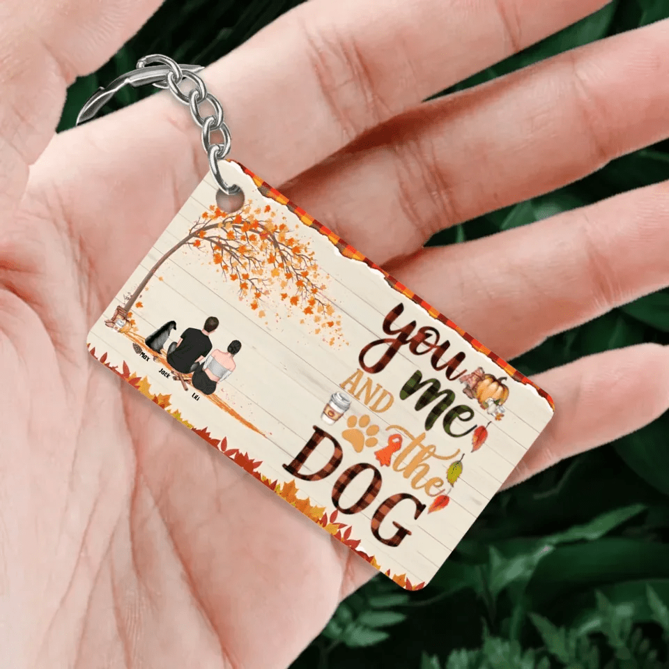 You & Me & The Dogs - Personalized Acrylic Keychain - Couple & Dog Back 737117 - DiyGiftly