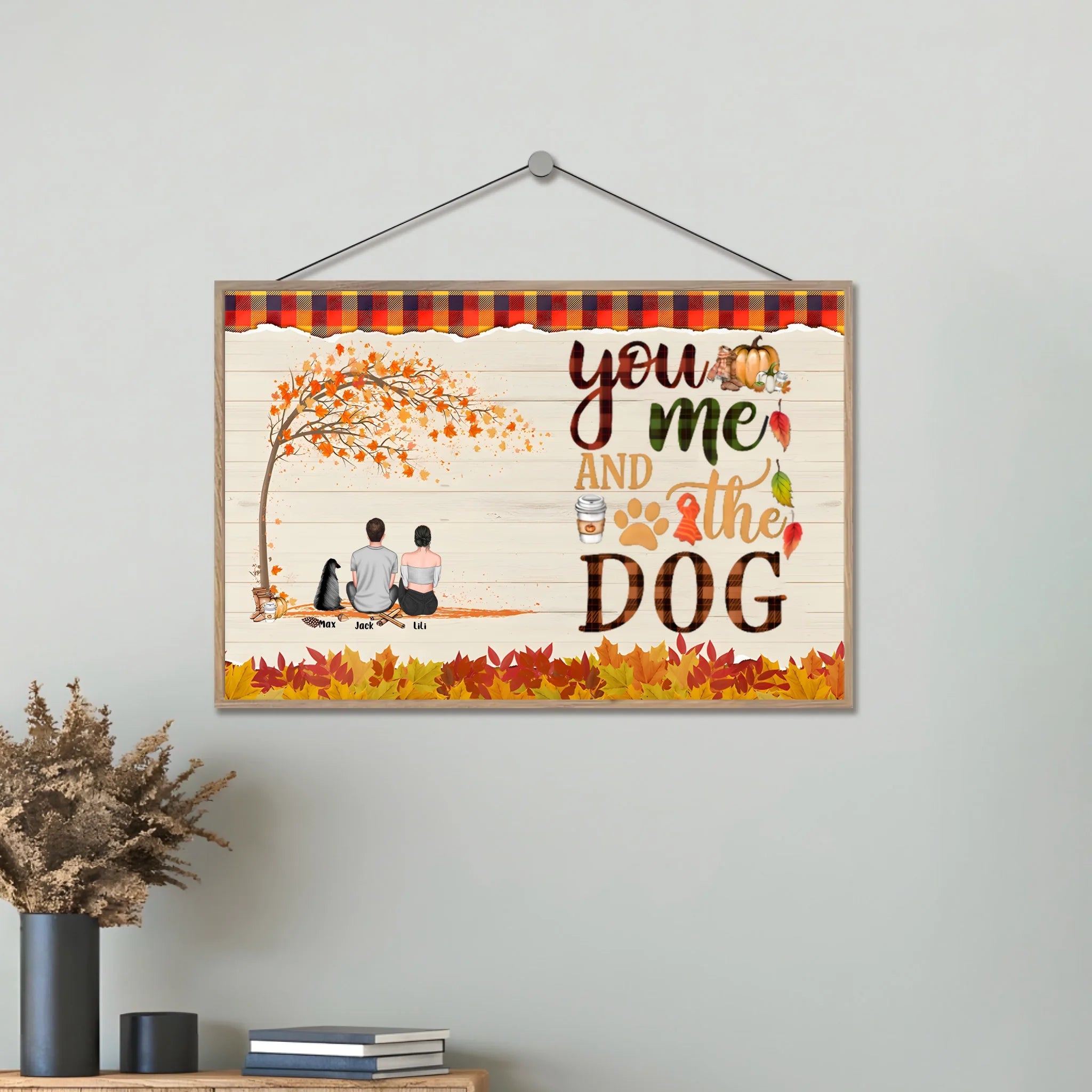 You & Me & The Dogs - Personalized Wooden Plaque - Couple & Dog Back 713208 - DiyGiftly