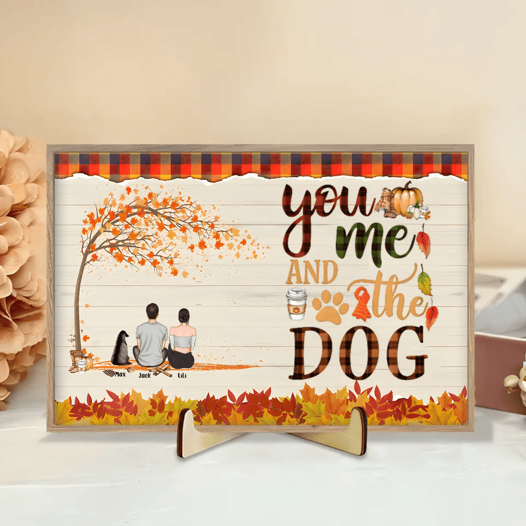 You & Me & The Dogs - Personalized Wooden Plaque - Couple & Dog Back 713208 - DiyGiftly