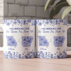 "You Seriously Live Too Damn Far From Me" – Long Distance Toile De Jouy States Mug – Personalized Custom Georgia & Illinois Floral Map Mug – Perfect Best Friend & Couple Gift 1144478 - DiyGiftly