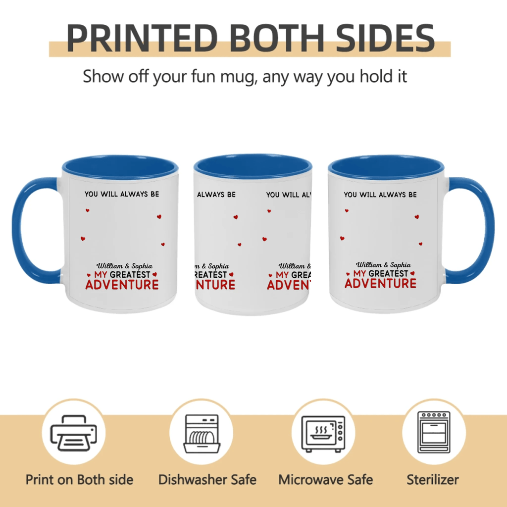 You Will Always Be My Greatest Adventure – Personalized Mug with Custom Names, Romantic Couple Coffee Cup, Unique Anniversary Gift for Husband, Wife, Boyfriend or Girlfriend, Valentine’s Day & Wedding Gift Idea, Custom Love Quote Mug for Couples 1057770 - DiyGiftly