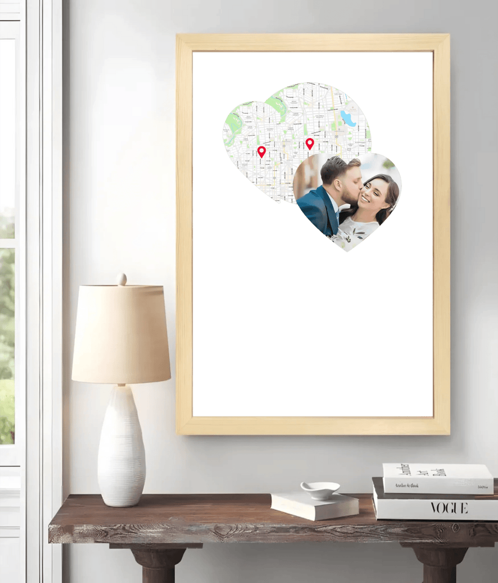 Personalized Photo Map and Text Wall Poster or Canvas Print wall art