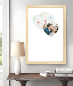 Personalized Photo Map and Text Wall Poster or Canvas Print wall art
