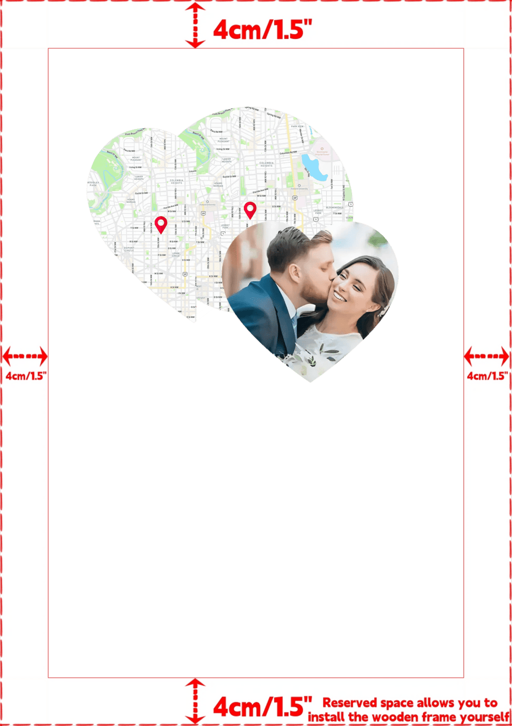 Poster or Canvas Print long distance gift Framed Canvas 24 36 IN
