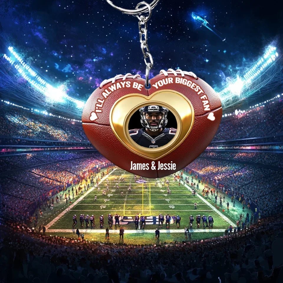 Your Biggest Fan - Personalized Football Keychain 737924 - DiyGiftly