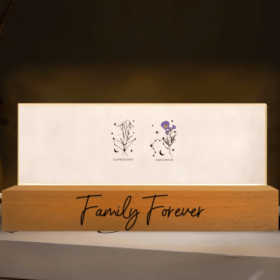 custom name wooden acrylic led night light as a new home gift