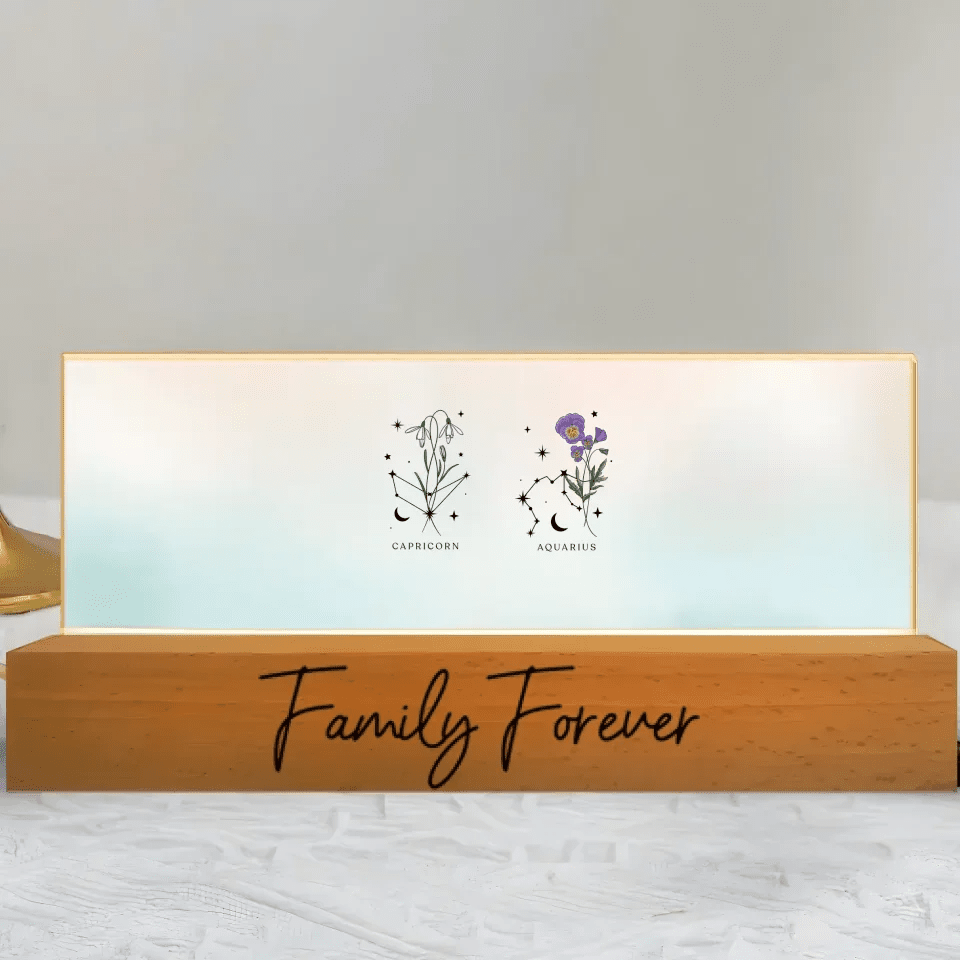 custom name wooden acrylic led night light for bedroom decor
