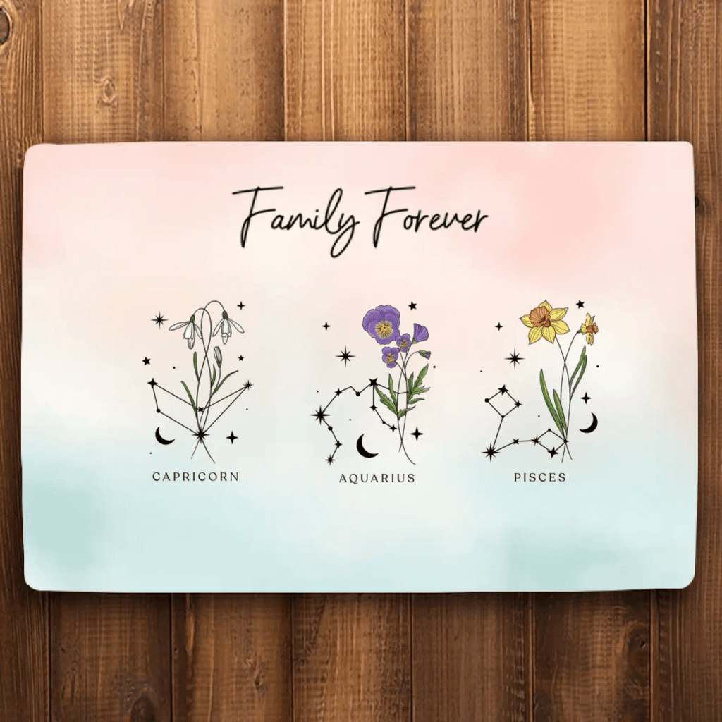 Zodiac Sign Birth Month Flower Family Personalized Mat 701457 - D - DiyGiftly