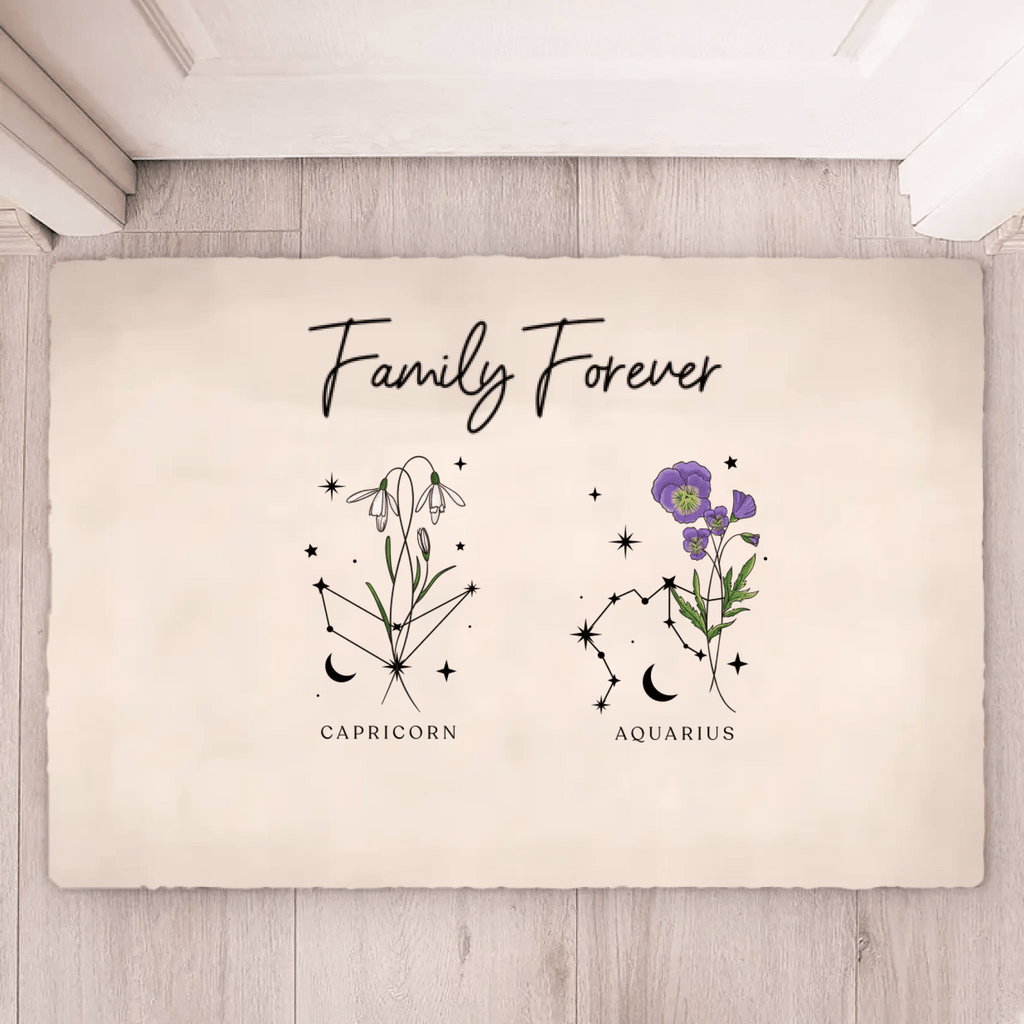 Zodiac Sign Birth Month Flower Family Personalized Mat 701457 - D - DiyGiftly