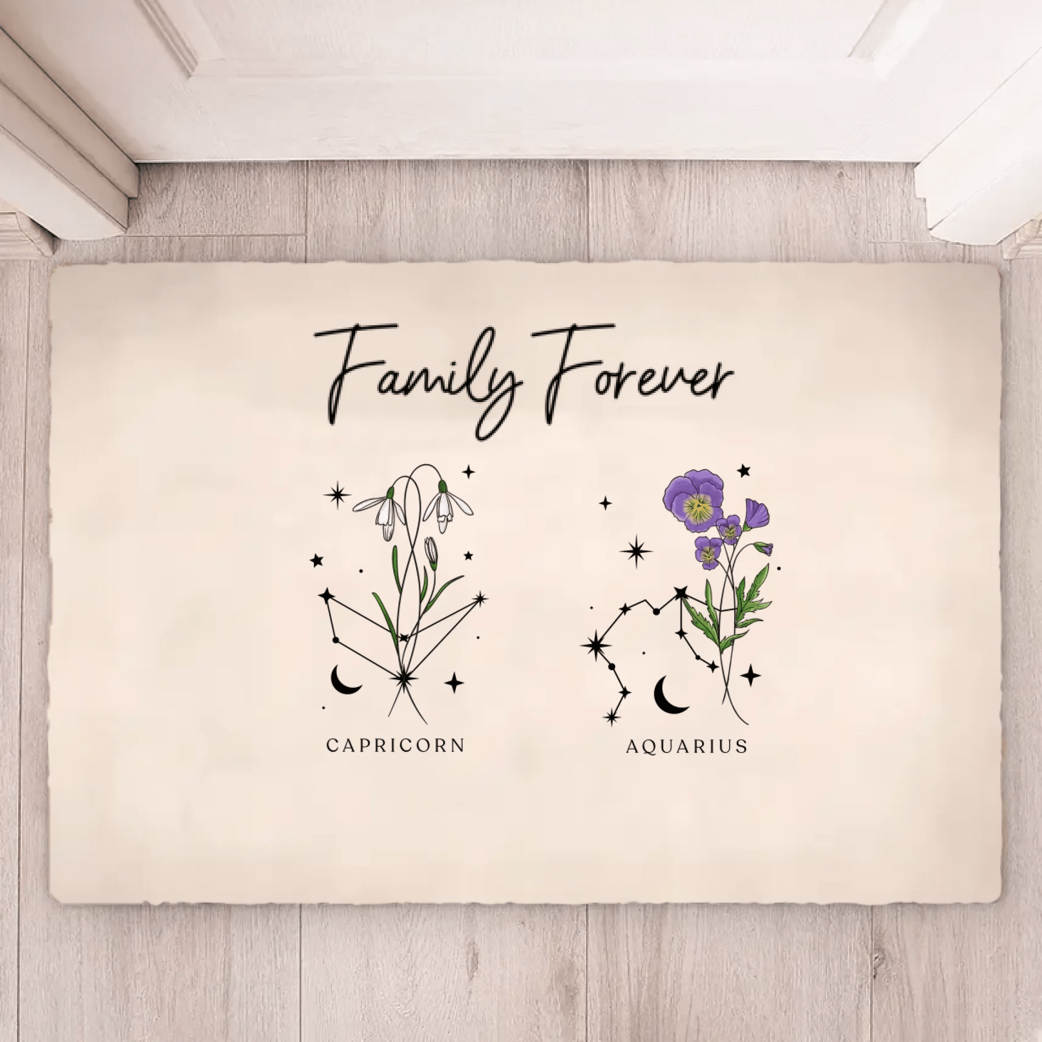 Zodiac Sign Birth Month Flower Family Personalized Mat 701457 - D - DiyGiftly