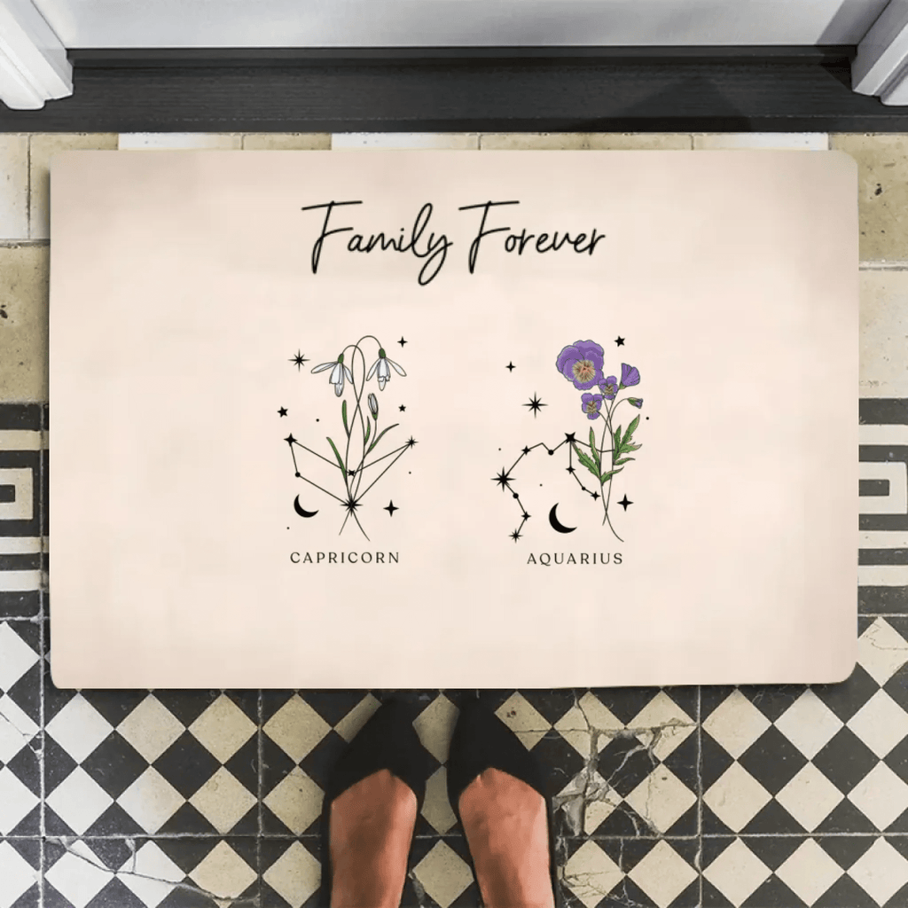Zodiac Sign Birth Month Flower Family Personalized Mat 701457 - D - DiyGiftly