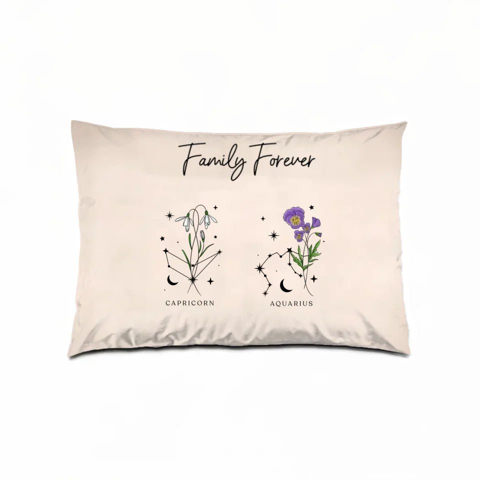 Zodiac Sign Birth Month Flower Family Personalized Pillow 715591 - B - DiyGiftly