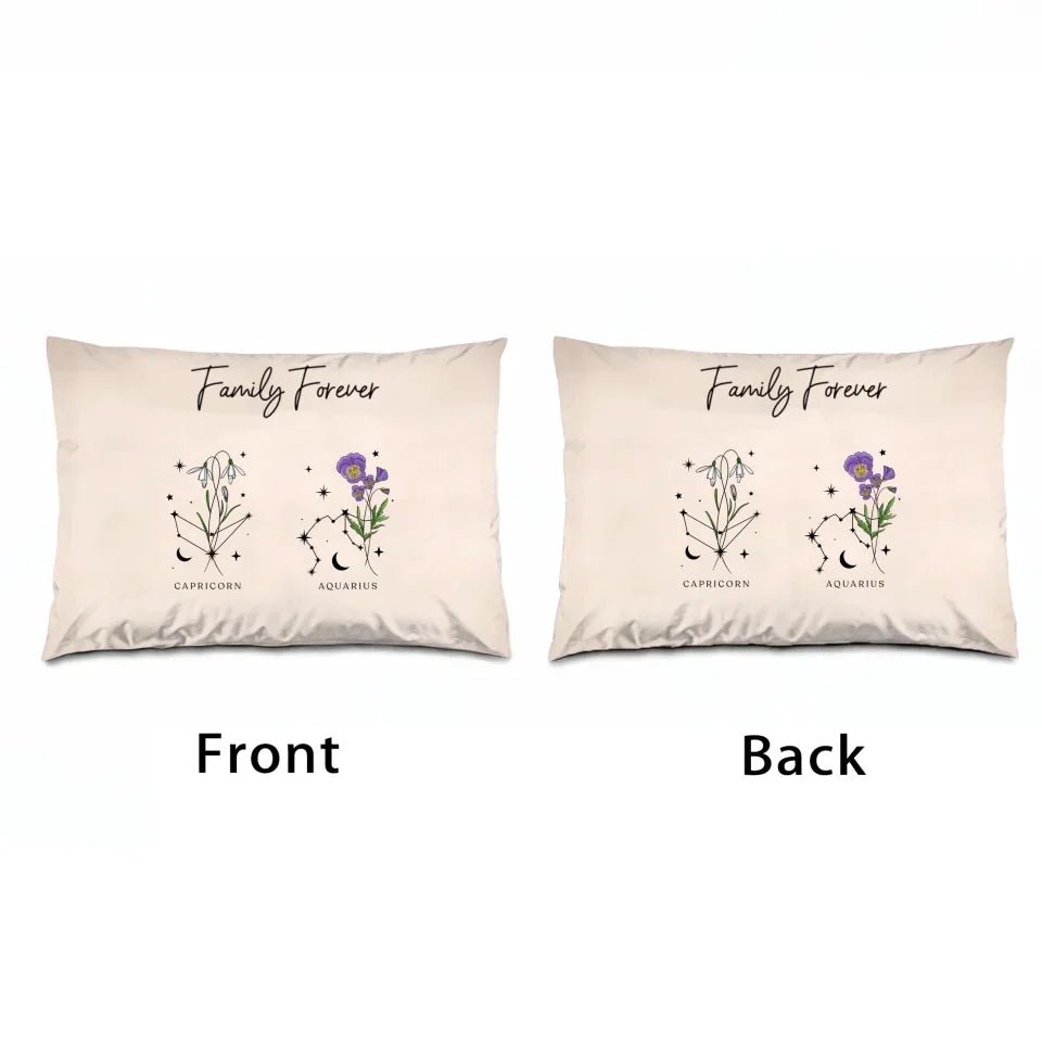 Zodiac Sign Birth Month Flower Family Personalized Pillow 715591 - B - DiyGiftly