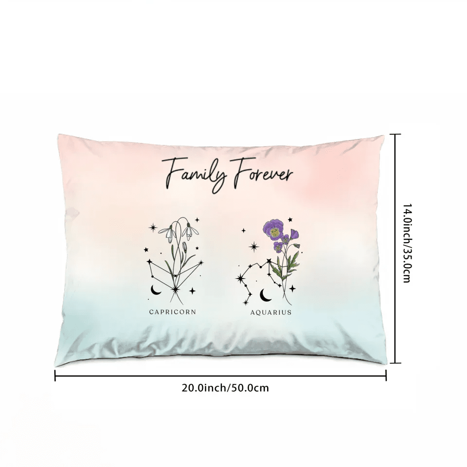 Zodiac Sign Birth Month Flower Family Personalized Pillow 715591 - B - DiyGiftly